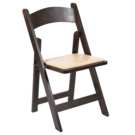 Flash Furniture HERCULES Series Chocolate Wood Folding Chair with Vinyl Padded Seat XF-2903-CHOC-WOOD-GG